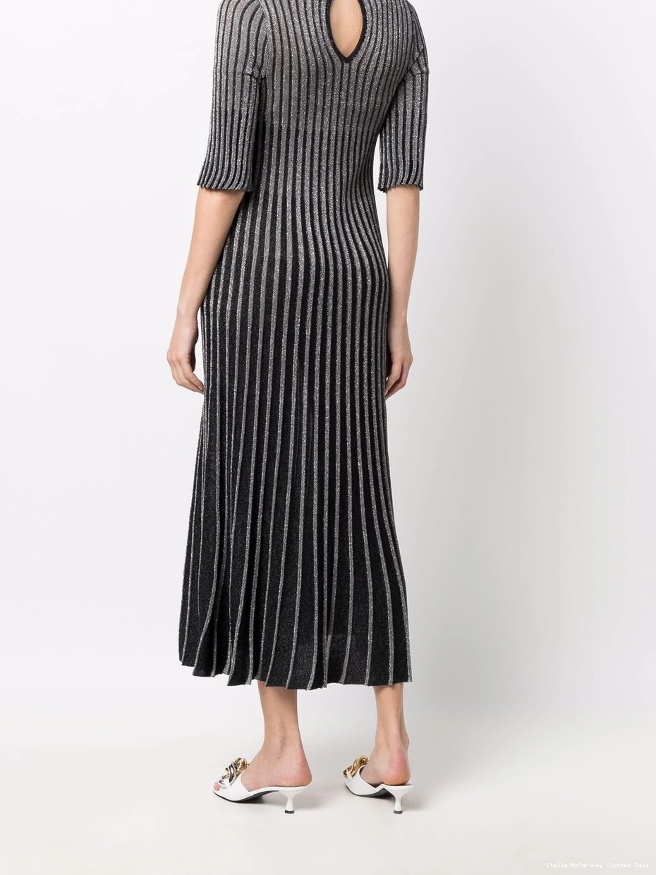 Affordable Stella dress McCartney metallic-threaded Women pleated 0806